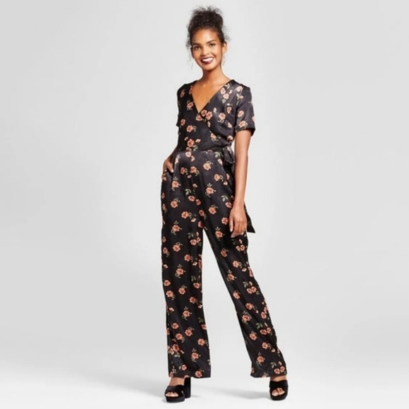 floral short sleeve jumpsuit